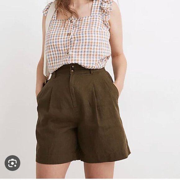 Madewell Pants - Madewell Linen Long Pleated Shorts